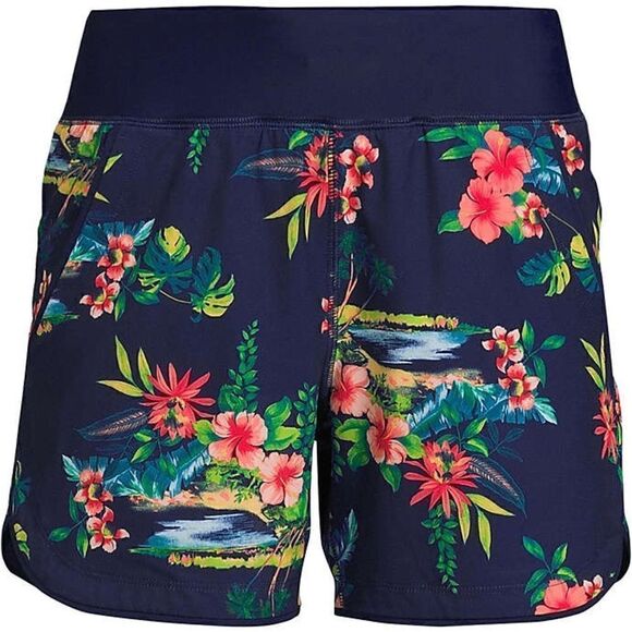 New Land’s End swim bottoms with panty navy multi tropical scenic placement 4 - Picture 1 of 6